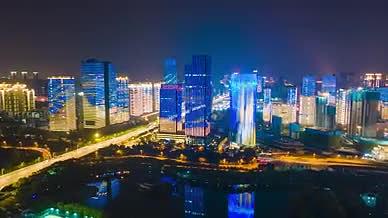 4K航拍延时武汉青山区城市夜景视频的预览图